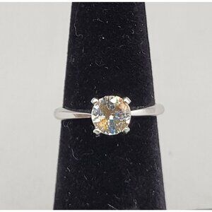 Solitaire Spinel Faceted Women's Ring Avon Silver Tone Setting Size 5